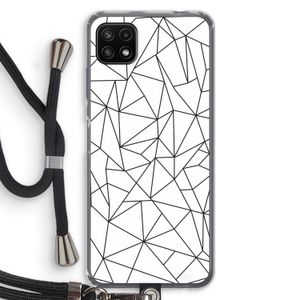 Geometrische lijnen zwart: Samsung Galaxy A22 5G Transparant Hoesje met koord