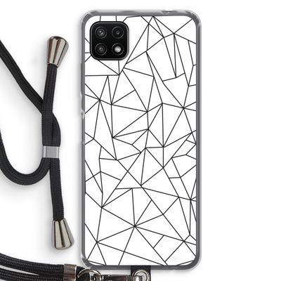 Geometrische lijnen zwart: Samsung Galaxy A22 5G Transparant Hoesje met koord