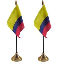 2x stuks colombia tafelvlaggetje 10 x 15 cm met standaard