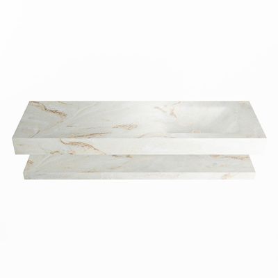 MONDIAZ ALAN-DLUX 150cm planchet Frappe. Vrijhangende wastafel CLOUD rechts 1 kraangat, kleur Frappe.