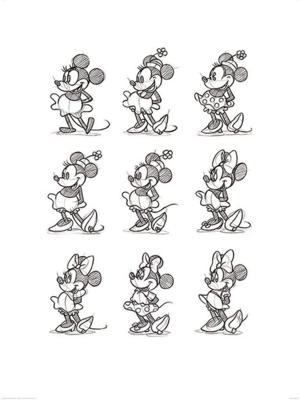 Kunstdruk Minnie Mouse Sketched Multi 60x80cm