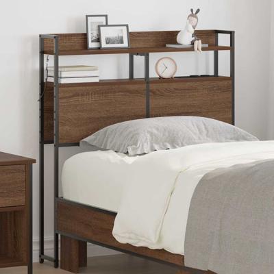 Opberghoofdbord met plank bruin eikenkleur 80 cm Bewerkt hout