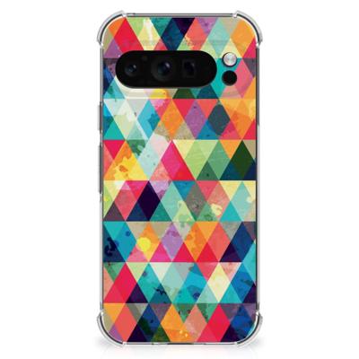 Google Pixel 9 Pro XL Doorzichtige Silicone Hoesje Geruit Google Pixel 9 Pro XL Doorzichtige Silicone Hoesje Geruit