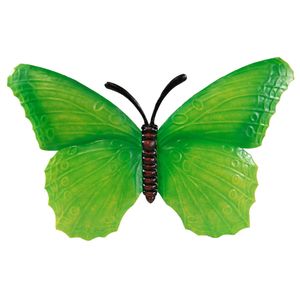 Tuindecoratie muur vlinder van metaal groen 40 cm