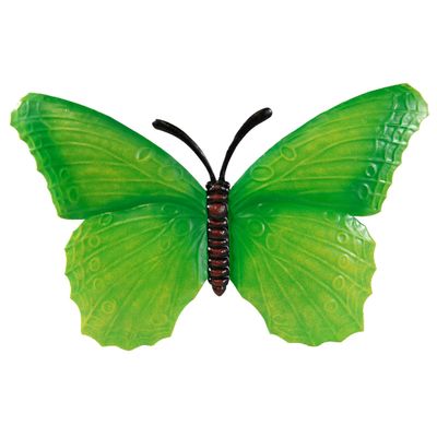 Tuindecoratie muur vlinder van metaal groen 40 cm
