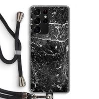 Zwart marmer: Samsung Galaxy S21 Ultra Transparant Hoesje met koord