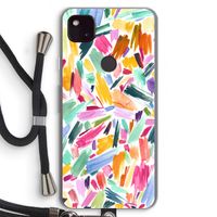 Watercolor Brushstrokes: Pixel 4a 5G Transparant Hoesje met koord Watercolor Brushstrokes: Pixel 4a 5G Transparant Hoesje met koord