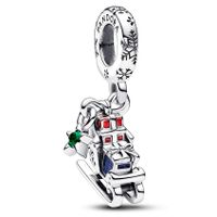 Pandora 792977C01 Hangbedel Christmas Sleigh 2023 zilver-emaille-kristal meerkleurig - thumbnail