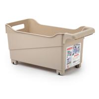 Opslag/opberg trolley container - beige - op wieltjes - L38 x B18 x H18 cm - kunststof