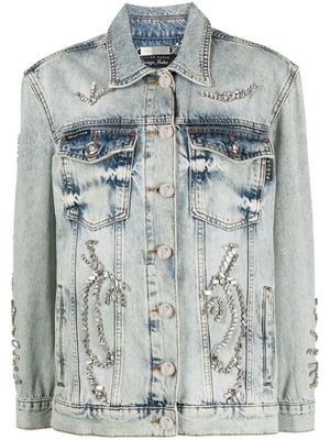 Philipp Plein veste en jean à ornements en cristal - Bleu