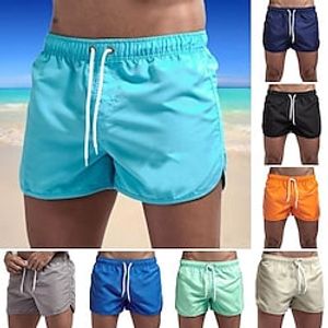 Voor heren Boardshorts Zwemshorts Lange zwembroeken Elastische taille Effen Kleur Sneldrogend Korte Dagelijks Sportschool Baden Chique en modern Casual / sportief Zwart Wit Micro-elastisch Lightinthebox