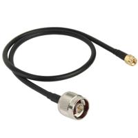 N mannetje naar RP-SMA converter Kabel, Lengte: 50cm (zwart)