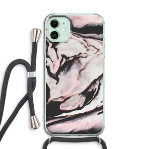 Roze stroom: iPhone 11 Transparant Hoesje met koord