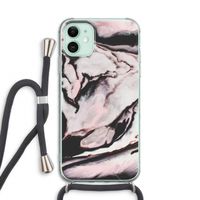 Roze stroom: iPhone 11 Transparant Hoesje met koord