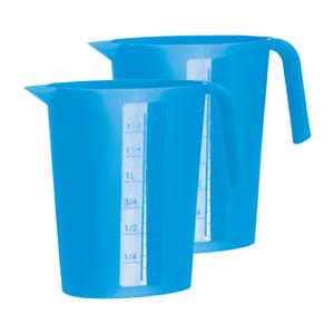 Schenkkan/waterkan - 2x - blauw - 1,75 liter - kunststof - L22 x H20 cm