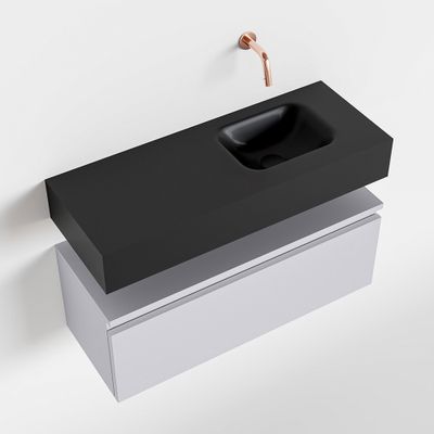 Toiletmeubel Mondiaz Andor | 80 cm | Meubelkleur Cale | Lex vrijhangend wastafel Urban Rechts | Zonder kraangat