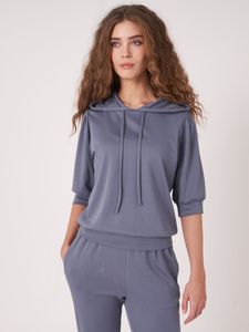 Hoodie van katoenmix met korte mouwen