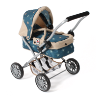Kleine Poppenwagen Smarty - Stars Turquoise Beige