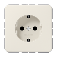 Jung CD500 1-voudige wandcontactdoos met kinderbeveiliging en randaarde creme