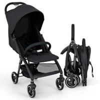 Lichtgewicht Kinderwagen Opvouwbare Kinderwagen voor Pasgeborenen met Verstelbare Rugleuning Kap 5-Puntsgordel Opbergmand