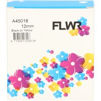 FLWR Dymo 45018 zwart op geel breedte 12 mm labels - thumbnail