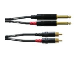 Cordial CFU0.9PC Intro verloopkabel 2x 6.3 TS jack - 2x RCA 0.9m zwart