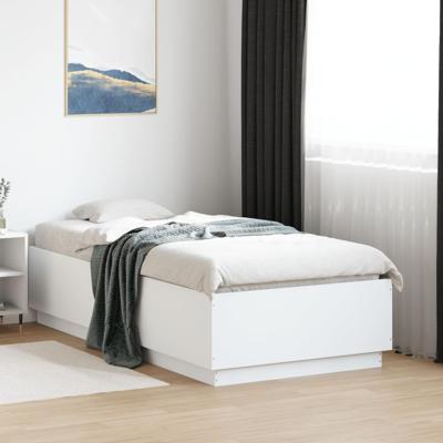 Bedframe met LED-verlichting bewerkt hout wit 90x190 cm