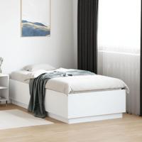 Bedframe met LED-verlichting bewerkt hout wit 90x190 cm