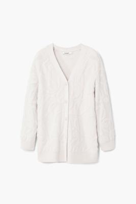 Oversized gebreid vest - WHITE - L