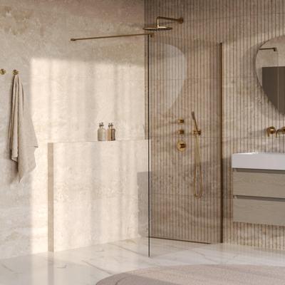BRAUER Oblivion Inloopdouche - 120x200cm - glascoating - helder glas - geborsteld goud PVD GS-OBI1H120200GG