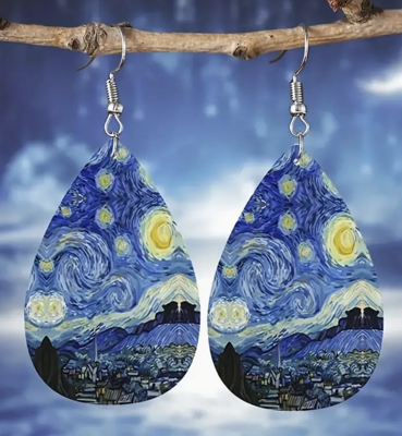 Van Gogh Sterrennacht oorbellen - Sleutelhangers - Spiritueelboek.nl