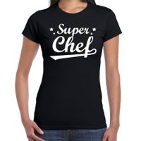 Super chef t-shirt zwart dames - beroepen shirt