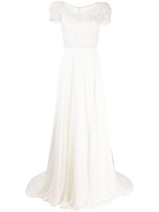 Jenny Packham robe longue Hedvig à manches bouffantes - Blanc