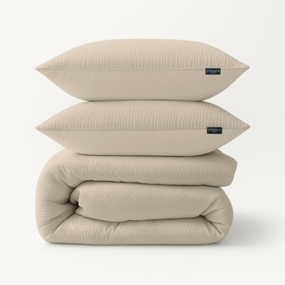 Dekbedovertrek Mousseline Effen 200x200 Cm Zand Anti Allergie & Anti Huisstofmijt & Zacht Zydante - Dekbed-Discounter.nl