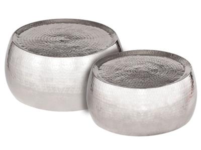 Eva - Bijzettafel 2er Set - zilver - aluminium - ø 59/49 x H 30/29 cm