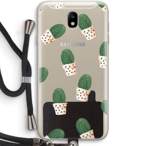 Cactusprint roze: Samsung Galaxy J7 (2017) Transparant Hoesje met koord