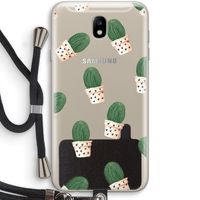 Cactusprint roze: Samsung Galaxy J7 (2017) Transparant Hoesje met koord