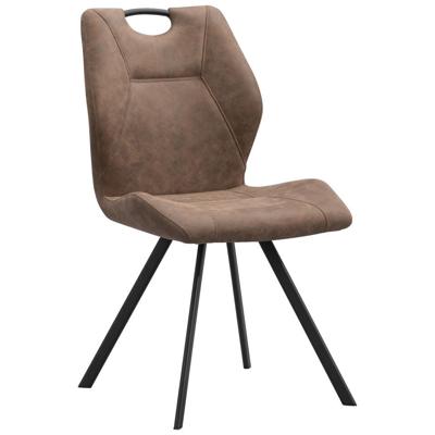 Leen Bakker - Eetkamerstoel Jesse - Cognac - Stof/Kunstleder - Bruin - 63x52x93 Cm