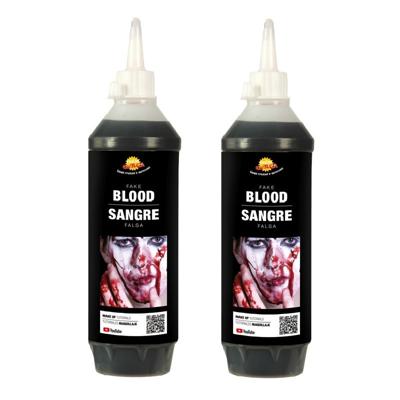 Fles horror special effects nepbloed - 2x stuks - 450 ml - Halloween kunstbloed