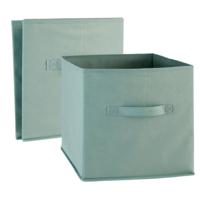 Opbergmand/kastmand Square Box - 2x - karton/kunststof - 29 liter - zeegroen - 31 x 31 x 31 cm Opbergmand/kastmand Square Box - 2x - karton/kunststof - 29 liter - zeegroen - 31 x 31 x 31 cm
