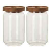 Excellent Houseware keuken voorraadpot - Set van 4x stuks - glas - voorraadbus - 700 ml - deksel van