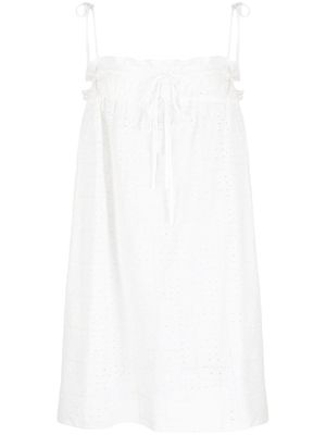 GANNI robe courte à broderie anglaise - Blanc