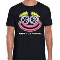 Bellatio Decorations Foute Party T-shirt voor heren - happy de peppie - zwart - carnaval/themafeest 2XL  -