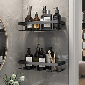 1 st badkamer plank keuken organizer aluminium shampoo rek douche plank badkamer accessoires geen boor plank miniinthebox