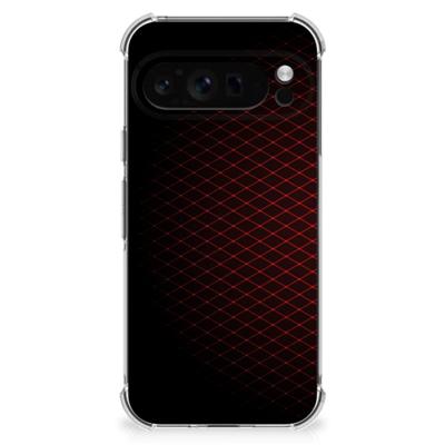 Google Pixel 9 Pro XL Doorzichtige Silicone Hoesje Geruit Rood Google Pixel 9 Pro XL Doorzichtige Silicone Hoesje Geruit Rood