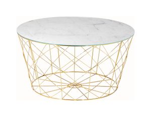 Artistiq Salontafel 'Steve', 80cm, Marmerlook, kleur Wit