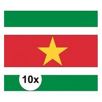 10x stuks Stickertjes van vlag van Suriname   -