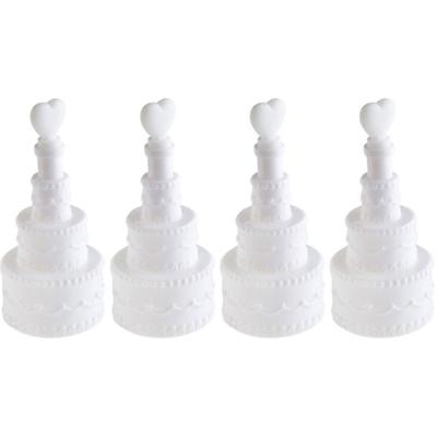 Bruiloft bellenblaas - taart met hartje - 4x stuks - 7,5 cm - Bellenblazen - Trouwerij/huwelijk