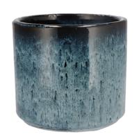 DK Design Bloempot Blue Glaze - rond - blauw - D18xH20cm - ombre