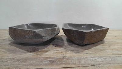 Wasbakken riviersteen set RM250324AB, 42x41x15 cm